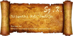 Szigethi Kálmán névjegykártya
